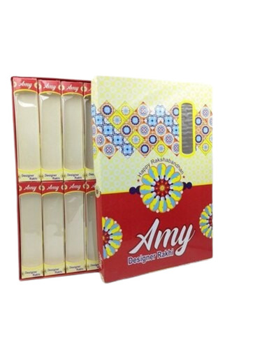 Printed Rakhi Box - Craft Paper, 13.5 x 7.5 x 13.5 Inch, Multicolor | Glossy Lamination, Special Effects Printing, Light Weight, Durable