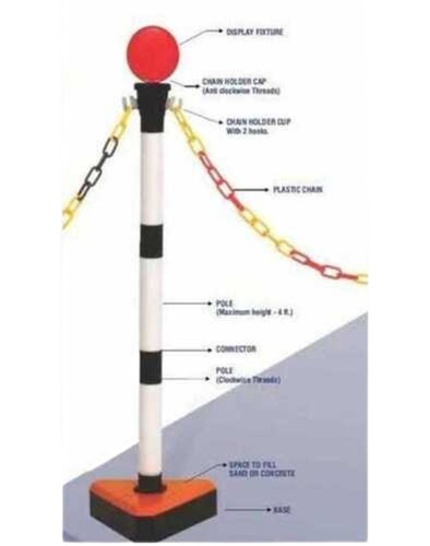 Plastic Stand Pole - Plastic Material Fine Finished Durable Suitable for Outdoor Use in White & Black Color