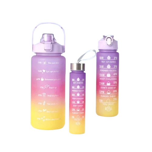 Motivational Water Bottle - 1000 Milliliter Glass, Multicolor | Durable Fine Finished, Round Shape, Narrow Flip Top Lid