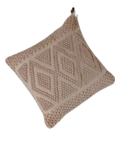 Pillow Cover - Crocheted 12x12 Inch Square Cushion, Flocked Pattern | Handwashable, Suitable for Neck Support, Available in All Colors