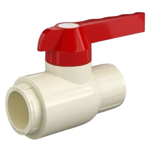 Ball Valve - Plastic 1 Inch White and Red | Water Flow Control Fine Finished Durable For Industrial Usage