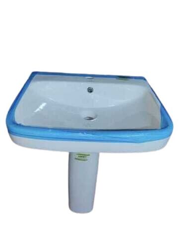 Hand Wash Sink - Ceramic, 445x525x855 mm | Hygienic Design, Smooth Edges, Glossy Finish, Easy to Clean, Leakproof, Wall-Mount Option, Space-Saving, Eco-Friendly