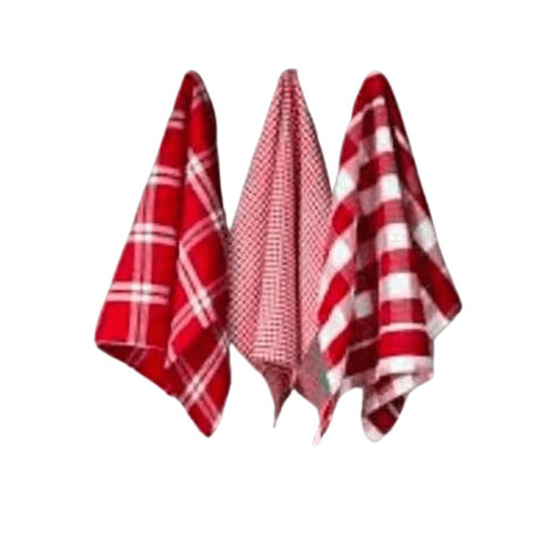 Kitchen Towels - 100% Cotton, Standard Size, Red Color | Handmade, Soft Touch, Reusable, Washable, Plain Pattern, Customized Shape