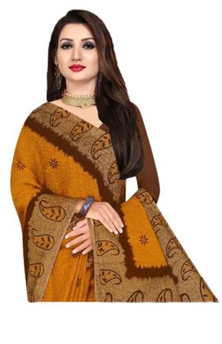 Designer Printed Cotton Saree - Art Silk & Georgette Fabric , Elegant Design with Lightweight Feel & Skin-Friendly Rich Colors