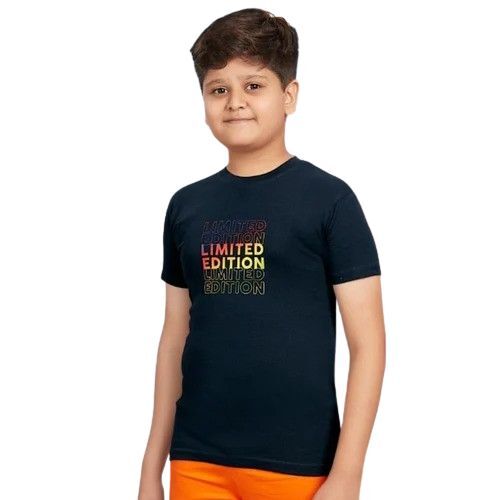 Kids T Shirt - Cotton, Customized Sizes S to XXXL, Bright Black with Bead Accents | Comfortable Fit, Trendy Design, Anti-UV, Breathable, Lightweight, Skin-Friendly Stretchable Fabric