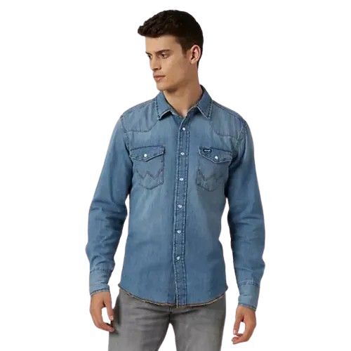 Men's Denim Shirt - Soft Texture, Regular Fit, Blue Color | Button-Down Style, High-Quality Stitching, Versatile Wear, Breathable and Cool Dry Features