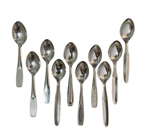 Steel Spoons - Stainless Steel, 6 Inch, Silver, Polished Finish | Lightweight, Reusable, Easy to Use, Washable, Corrosion & Rust Resistant