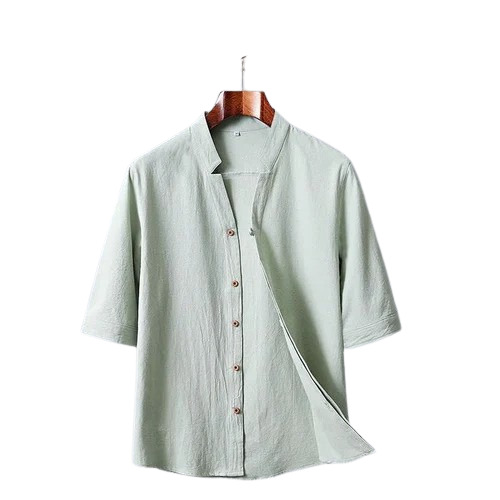 Boys Shirt - Cotton Batik, Customized Size, Light Green Color | Lightweight, Breathable, Anti-UV, Half Sleeve Style