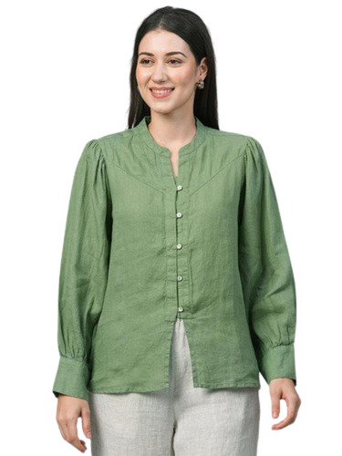 Girls Tops - Chiffon Customized Size Green Color | Light Weight Breathable Washable Standard Design with Beads Closure