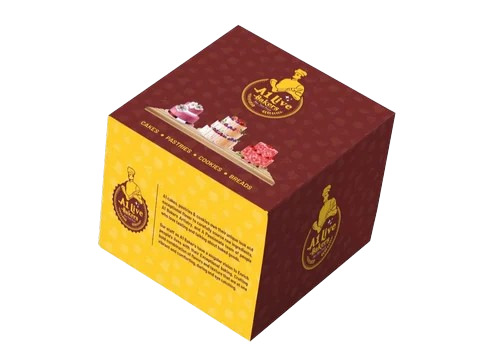 Cake Packaging Box - Kraft Paper, 500 Gram Capacity, Multi Color Design | Rectangular Printed Box