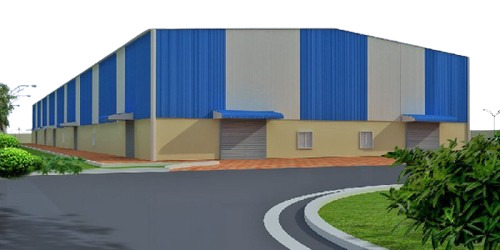 Industrial Shed - PU Panel & Steel Structure | Blue & White Folding Design, 7 Aluminum Windows, Glass Wool Insulation, Long Lasting Quality