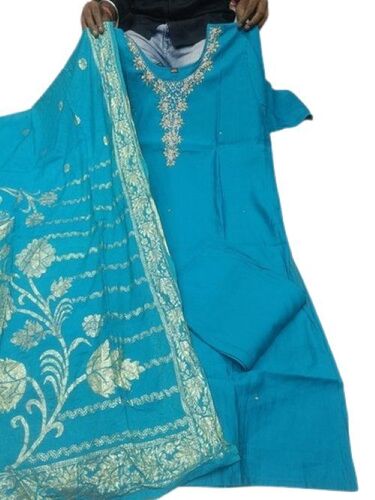 Roman Silk Kurti Set - Color: Blue