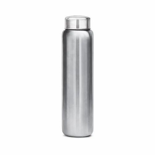Stainless Steel Water Bottle - 1 Liter, Silver Color | Durable, Round Shape, Fine Finished with Narrow Flip Top Lid