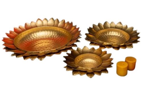 Brass Urli Set - Light Weight, Rust Resistant Design | Durable Metal Finish, Antique Imitation Style