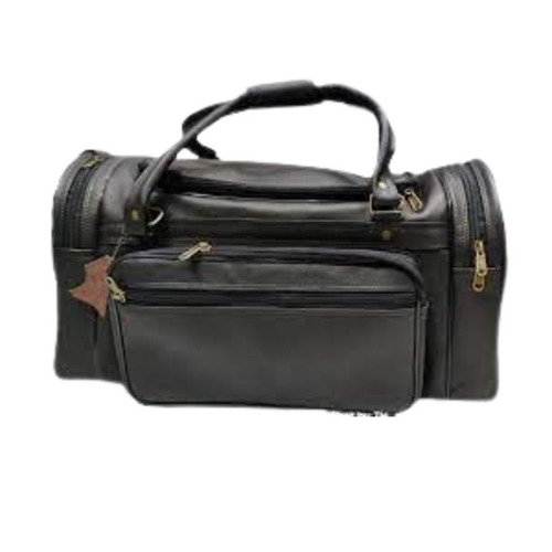 Genuine Leather Travel Bag - Color: Black