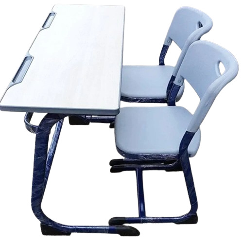 School Dual Desk - Mild Steel, Customized Size | Durable, Easy to Install, Fine Finished in White & Black