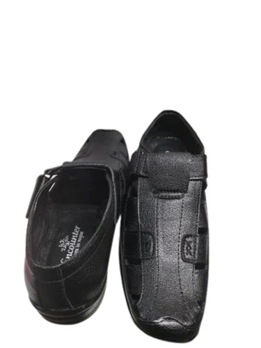 Leather Sandal - Genuine Leather Customized Size Black Color | Durable Comfortable Medium Heel Attractive Design