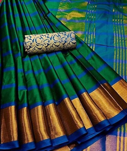 Silk Saree - Cotton Silk, Standard Size | Multicolor Printed Design, Light Weight and Breathable for Casual Wear