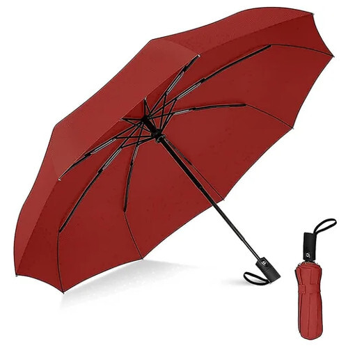 Maroon Auto Open Close Umbrella - Material: Nylon