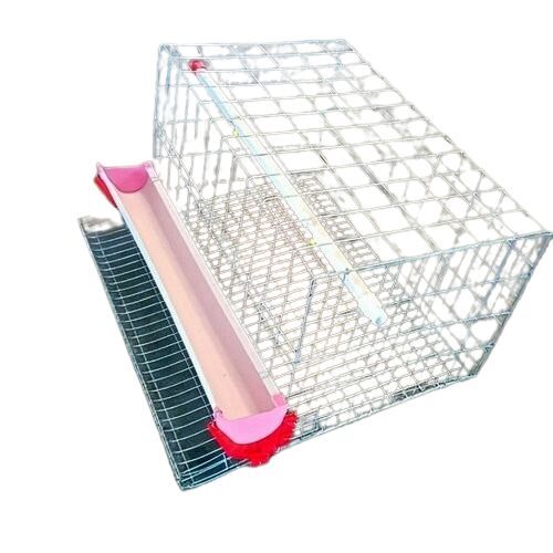 Steel Poultry Cage - Small Size, Gray Steel | Rust-resistant Coating, Weatherproof Finish, Spacious Design, Secure Lock Mechanism, Well-ventilated Mesh
