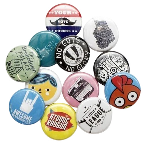 Button Badge - Metal, Customized Size, Multicolor | Durable, Eco-Friendly, Round Shape, Printed Pattern, Bead Decoration, Fine Finished