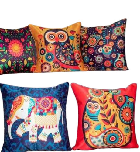 Cushion Covers - 100% Cotton, Sq. Multicolor Beaded Design | Lightweight, Washable, Customizable Sizes & Materials, Zipper Closure