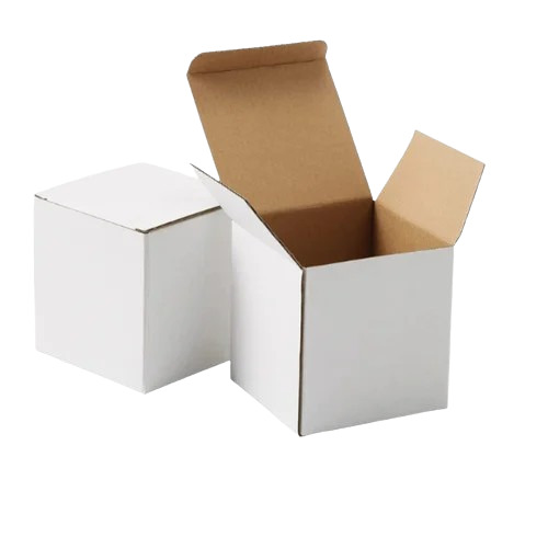 White Paper Die Cut Corrugated Packaging Boxes - 3 Ply, Square Shape, Holds Up to 5 Kg, Ideal for Gifts & Crafts