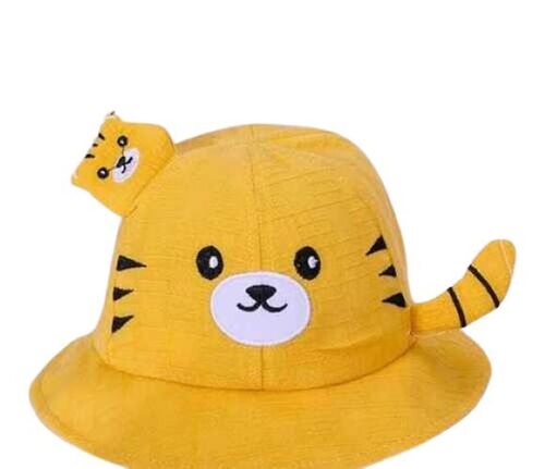 Kids Cap - Cotton Blend, Baby Hats, Yellow | Breathable Material, UV Protection, Fun Patterns, Washable, Skin-Friendly, Stylish Look, Comfortable Fit