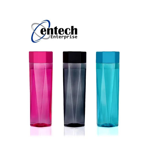 Plastic Hexa Diamond Fridge Water Bottle - PET Material, 32 mm Screw Cap, Transparent Color, Round Shape | Ideal for Household Water Storage