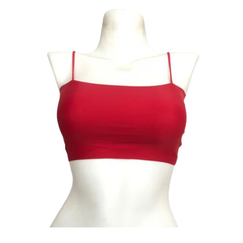 Ladies Underwired Beach Tube Bra - Cotton & Spandex, Size 28A, Red, Padded & Comfortable Design