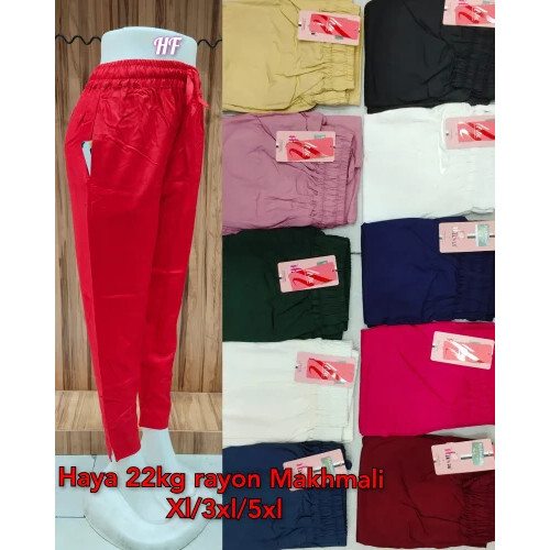 Rayon Makhmali Ladies Pant - XXXL Size, Soft and Breathable Fit, No Fade in Black, Red, White, Pink, Blue, Double Pockets for Casual and Semi-Formal Wear