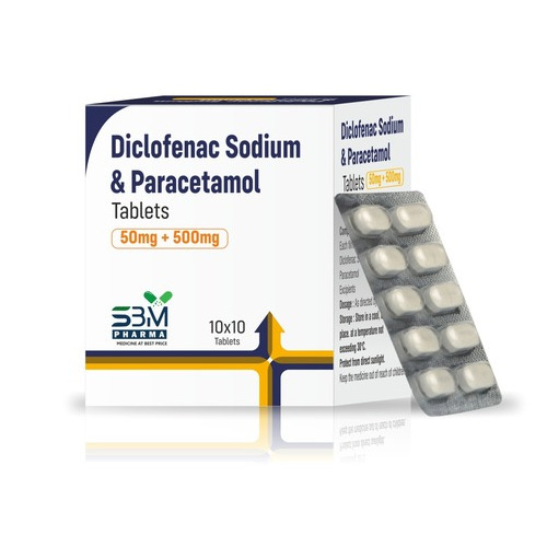 Diclofenac Sodium & Paracetamol Tablets - 50mg + 500mg Strength | Pain Relief for Headache, Muscle Pain, Rheumatoid Arthritis, Osteoarthritis, and More