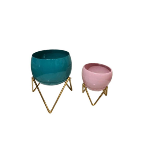 Planter Pot - Metal and Ceramic Blend, Medium Size, Polished Finish, Available in Various Colors, Water and Weather Resistant, Easy to Install, Portable Design