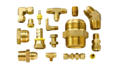 Pneumatic Fitting - Brass, Customized Size, Golden Color | Fine-Finished, Durable, Round Design for Industrial Media Usage