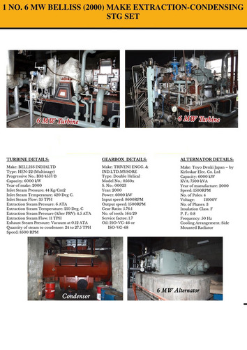 6 Mw Belliss (2000) Make Extraction-Condensing Stg Set