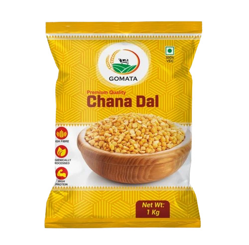 Chana Dal Packaging Pouch - 1 Kg Capacity, 6x4 Inches Size, Multi-Color Printed Design | Glossy Finish, Double Layer Lamination, Center Sealed Pouch