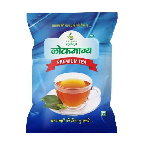 Tea Packaging Pouch - Plastic, 6x4 Inches, Multi Color, Center Sealed Design, Glossy Printed Pouch with Various Size Options Available