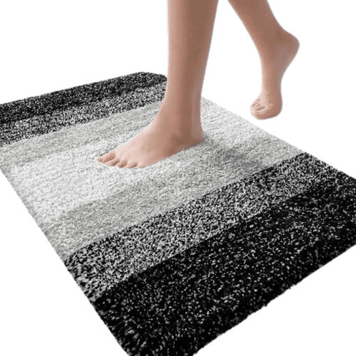 Carpet Door Mats - Superior Fabric, Standard Size, Gray & Black | Anti-Slip, Water Absorbent, Quick Drying, Washable, Anti-Bacteria, Modern Design