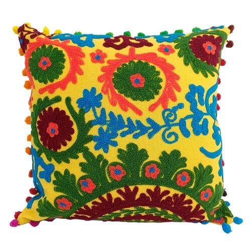 Multi Color Pillow Cover - Handmade Cotton, 18x18 Inches | Stylish Design, Soft Texture, Durable Fabric, Breathable Material, Eye-Catching Patterns, Easy to Clean, Comfortable Fit, Versatile Style, Fade-Resistant