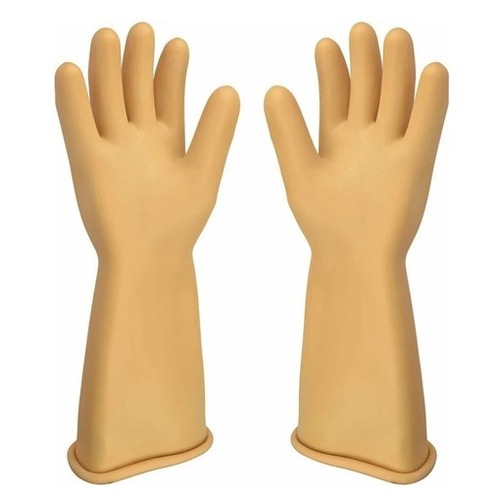 Safety Gloves - Rubber Material, Standard Grip Size, Beige Color | Breathable, Washable, Slip Resistant, Full Finger Design for Daily Use