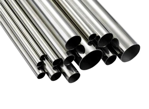 Silver Stainless Steel Pipes - Round, Fine Finished | Durable Non-Alloy, Architectural Application, Welded Connection, Manual Polish Surface Finish