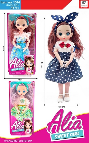 1014 12 Inches Alia Doll Available In 2 Models Pink And Blue - Color: Multiple