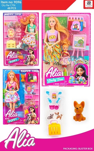 Alia Doll - 11 Inches, Puppy Green & Pink Outfit, Interactive Accessories Included, Realistic Facial Features For Imaginative Play
