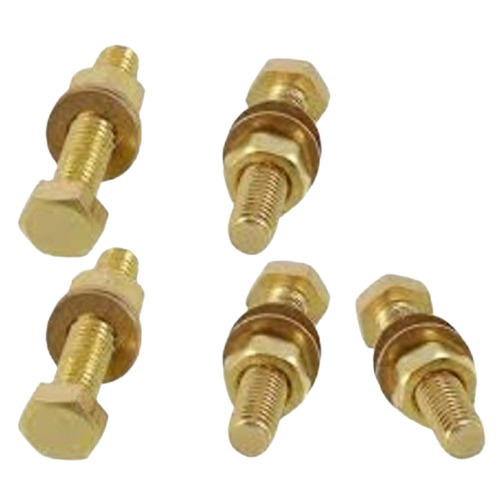 Brass Bolts - Customized Size, Golden Color | Polished Finish, Hexagon Head, Long Lasting