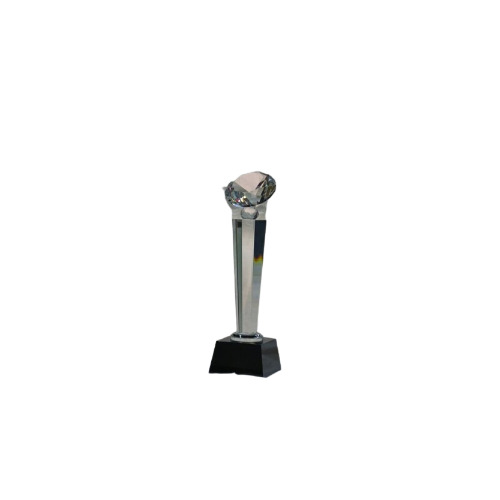 Crystal Trophy - Premium Glass, 10.5 Inches Height | Customizable Logo, Plain Minimalist Design, Ideal for Office and Sports Awards
