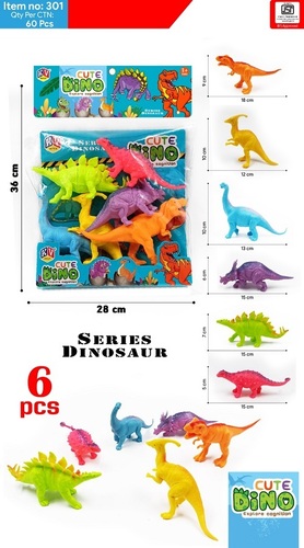 6 Pcs Dinosaur Toy - Color: Multiple