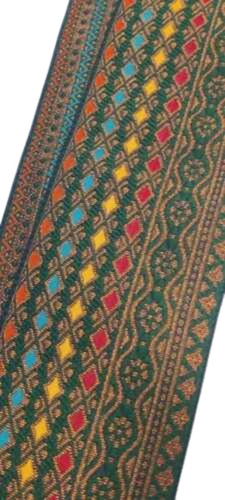 Border Laces - Cotton, Customized Size, Multicolour | Attractive One Sided Printed Checked Design with Beads for Fancy Decoration