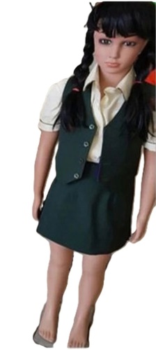 Girls School Uniform - Silk Material, Sizes 22-42 Inches, Green, White, Beige Colors | Breathable, Machine Washable, Half Sleeve, O-Neck Design, Custom Logo