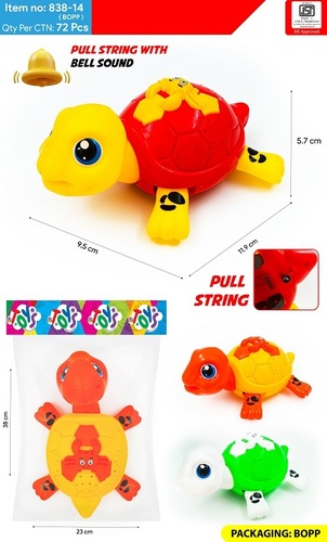 Pull String Tortoise With Bell Sound With Bopp Packaging