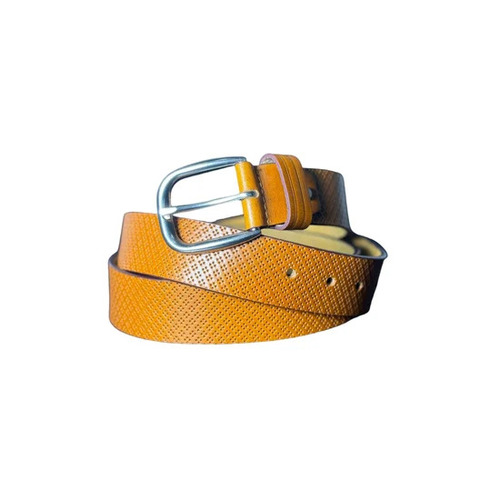 Mens Formal Leather Belt - Full Grain Leather, Free Size, Yellow Tan Color | Casual Design, Stainless Steel Buckle, Pure Leather Material
